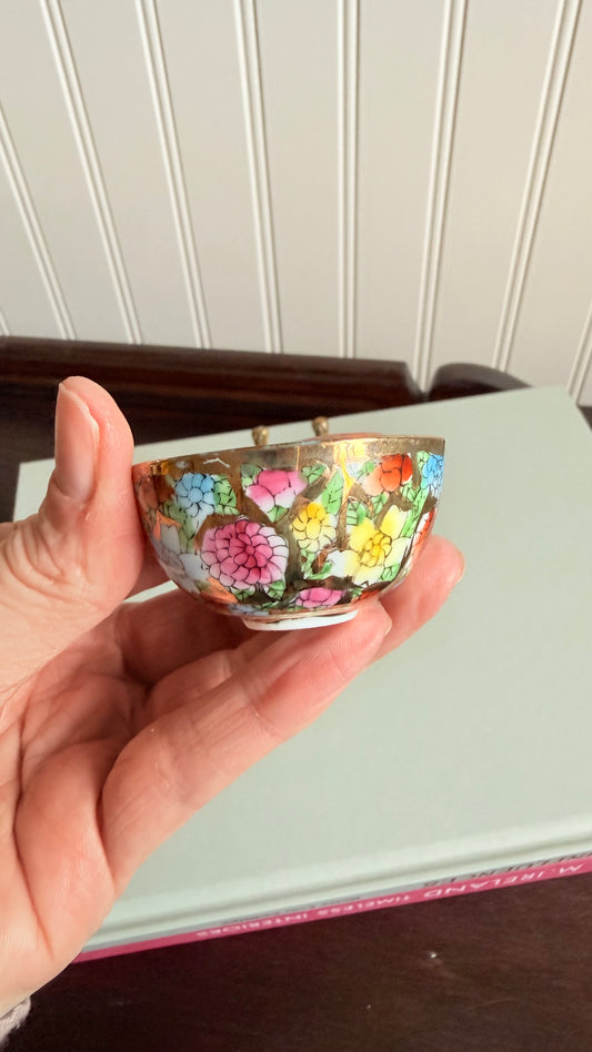 Vintage Miniature Goldfish Millefleur Porcelain Bowl
