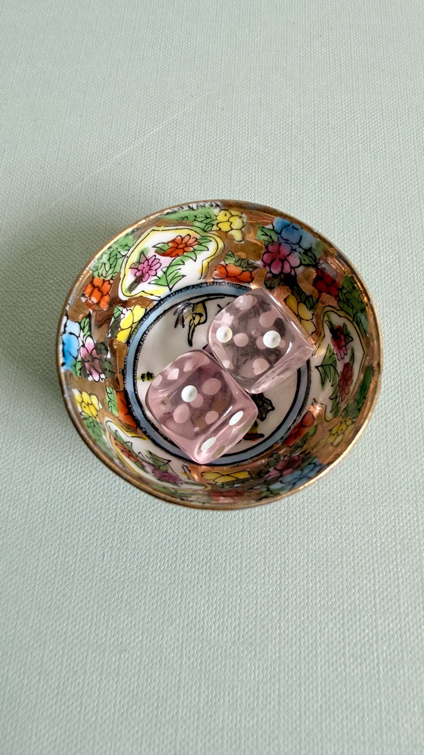 Vintage Mini Millefleur Woman & Bamboo Bowl