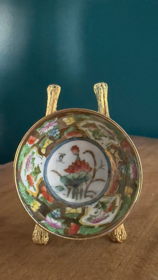 Vintage Mini Bowl with Lotus Flower