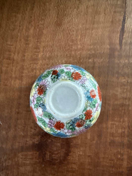 Vintage Mini Bowl Floral with Woman Standing