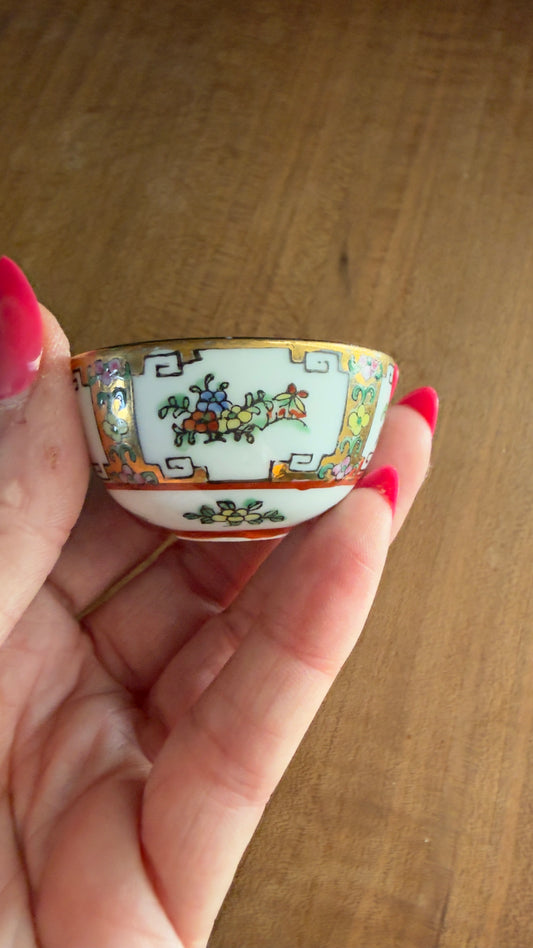 Vintage Rose Famille Floral Miniature Bowl
