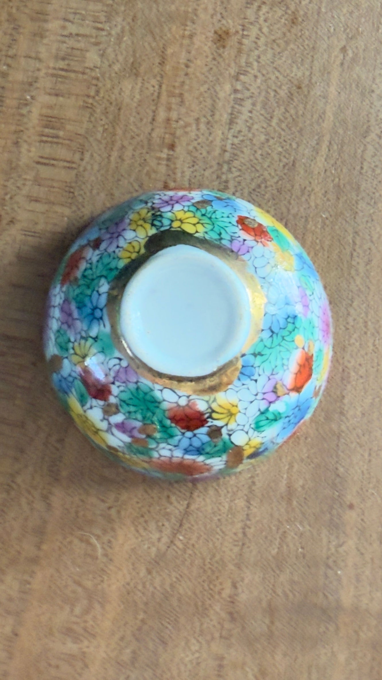 Vintage Orange Lotus Flower Miniature Bowl