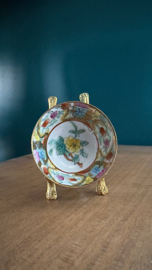 Vintage Mini Bowl with Yellow Flower