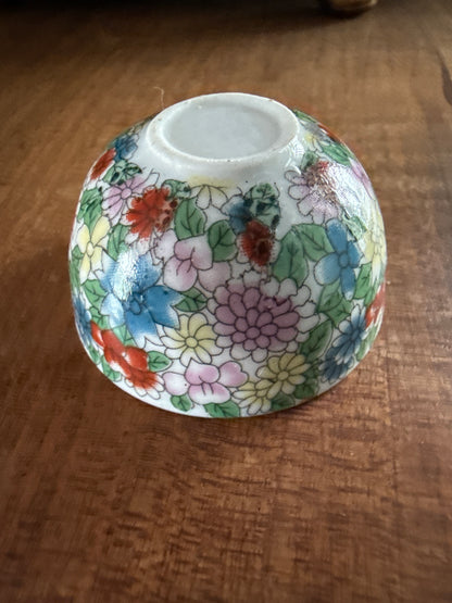 Vintage Mini Bowl Floral with Woman Standing