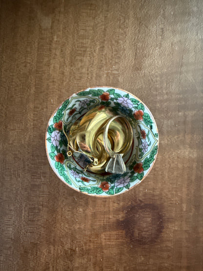Vintage Mini Bowl Floral with Woman Standing
