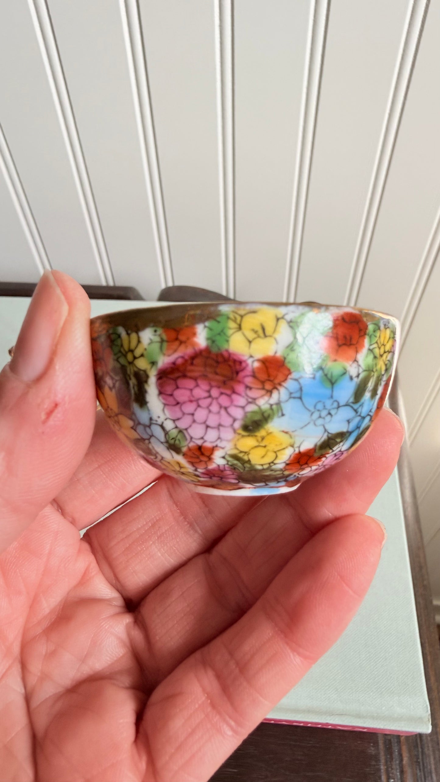 Vintage Mini Millefleur Woman & Bamboo Bowl