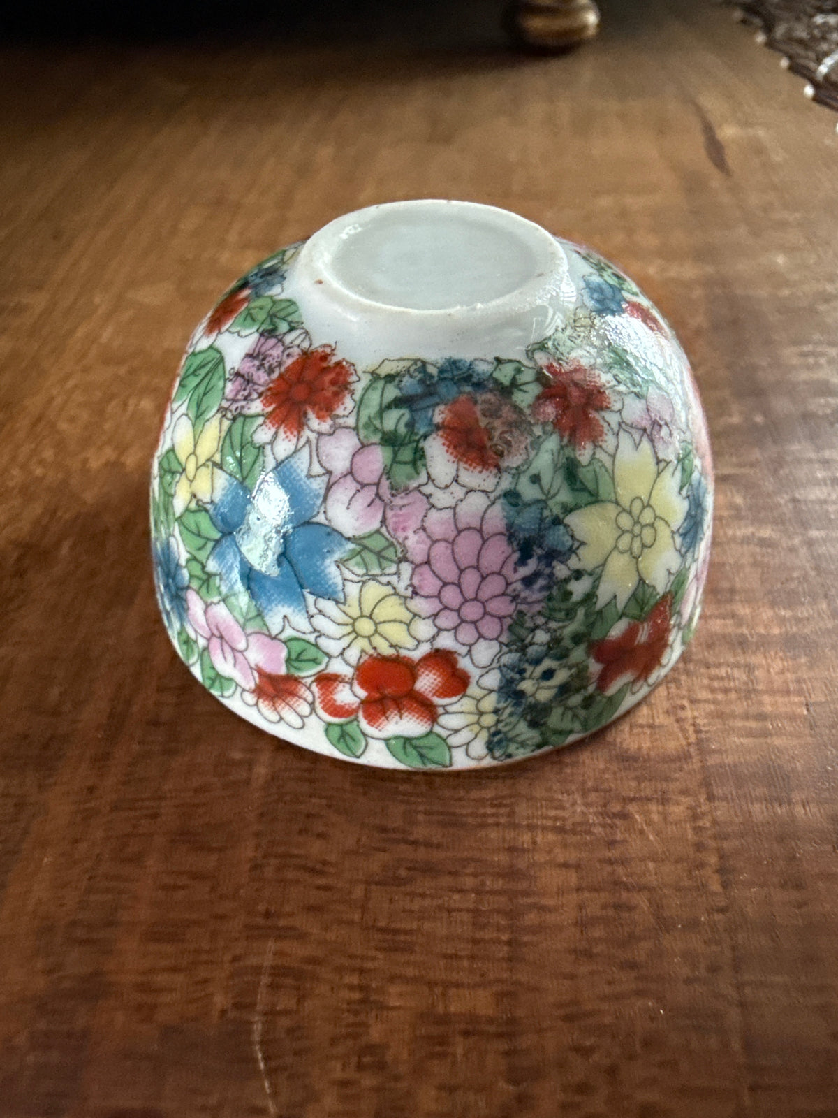 Vintage Mini Bowl Floral with Woman Standing