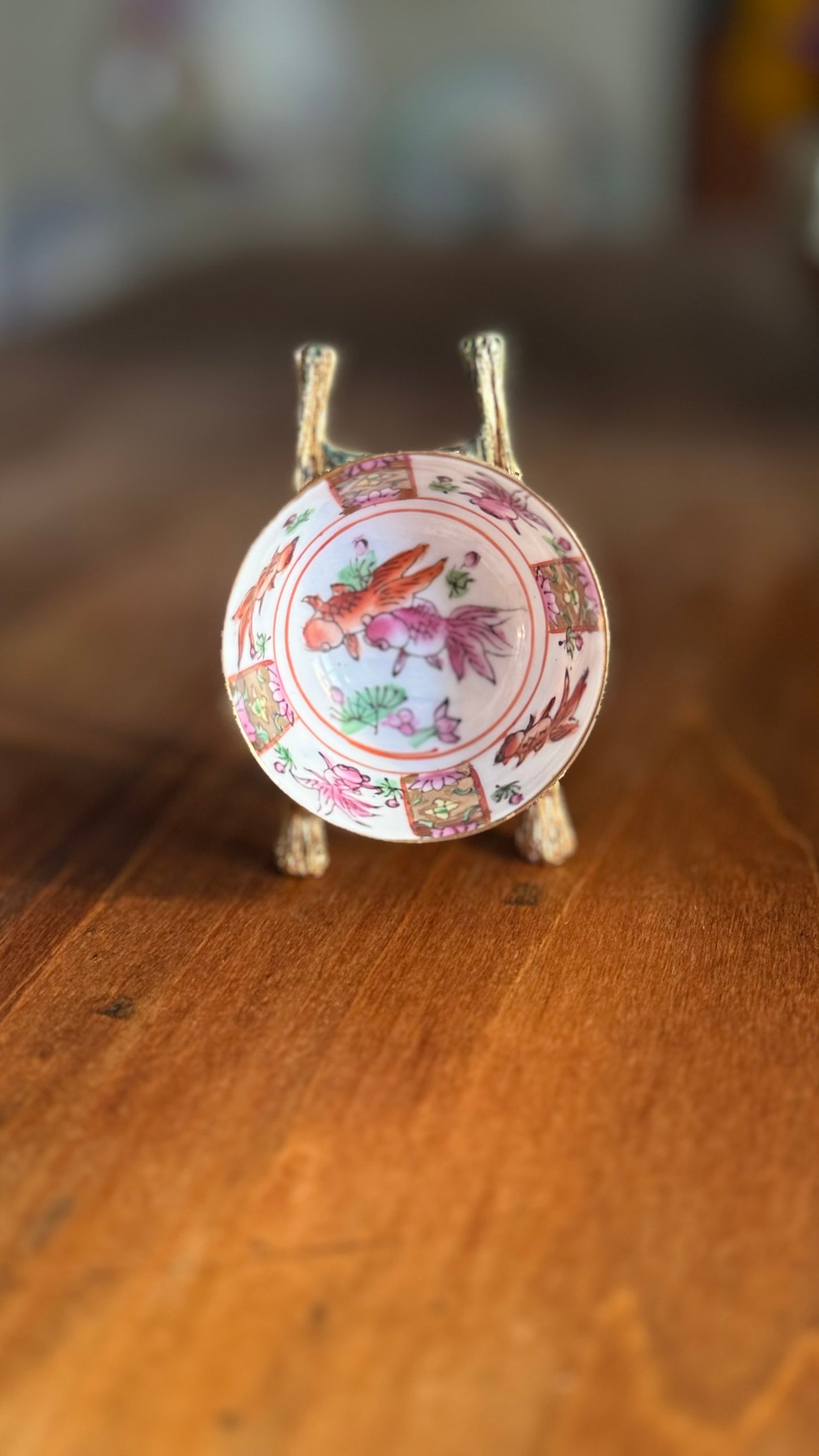 Vintage Mini Chinese Bowl with Koi Fish