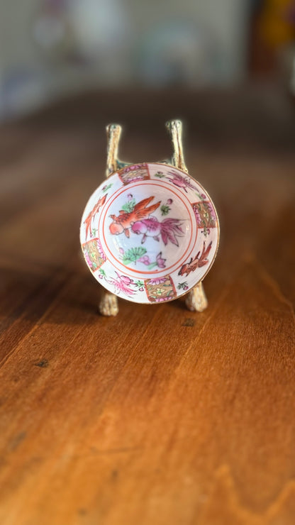 Vintage Mini Chinese Bowl with Koi Fish