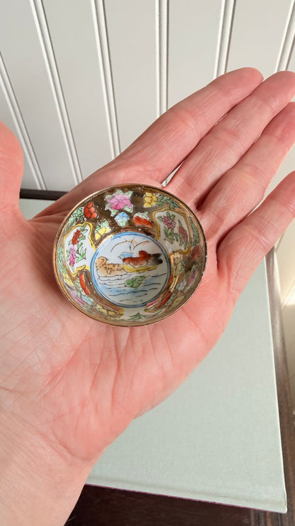 Vintage Mini Millefleur Two Birds Bowl