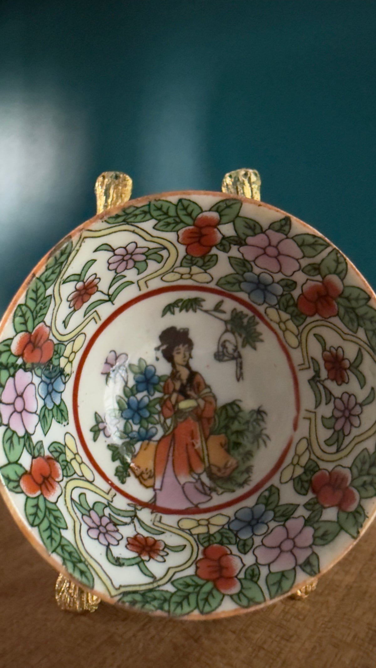 Vintage Mini Bowl Woman Sitting