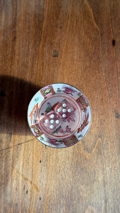 Vintage Mini Chinese Bowl with Dancing Woman