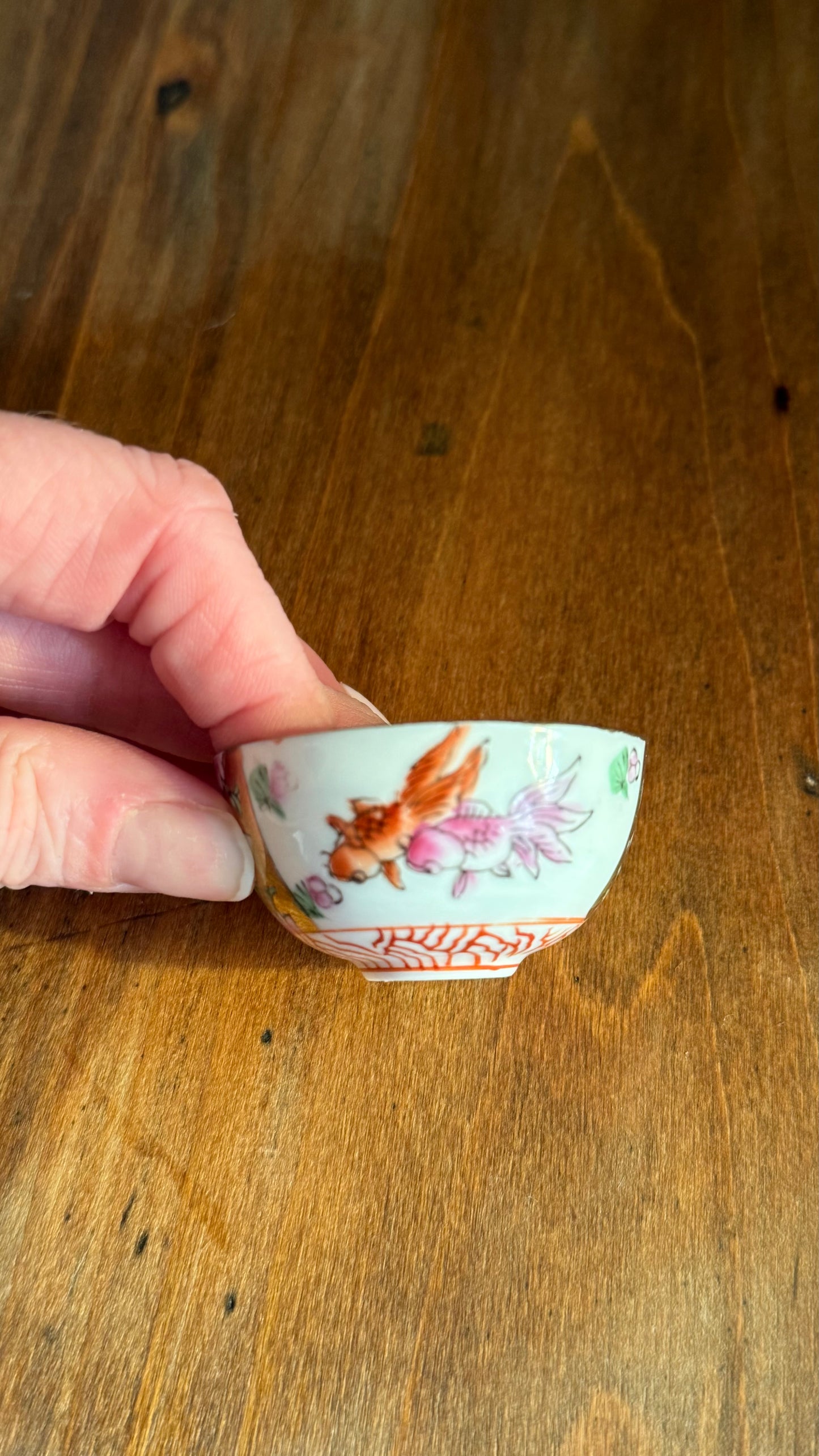 Vintage Mini Chinese Bowl with Koi Fish