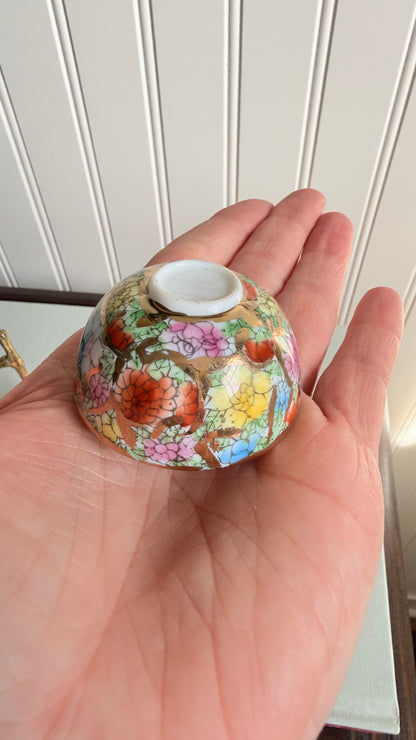 Vintage Mini Millefleur Two Birds Bowl