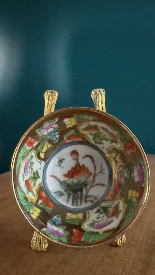 Vintage Mini Bowl with Lotus Flower