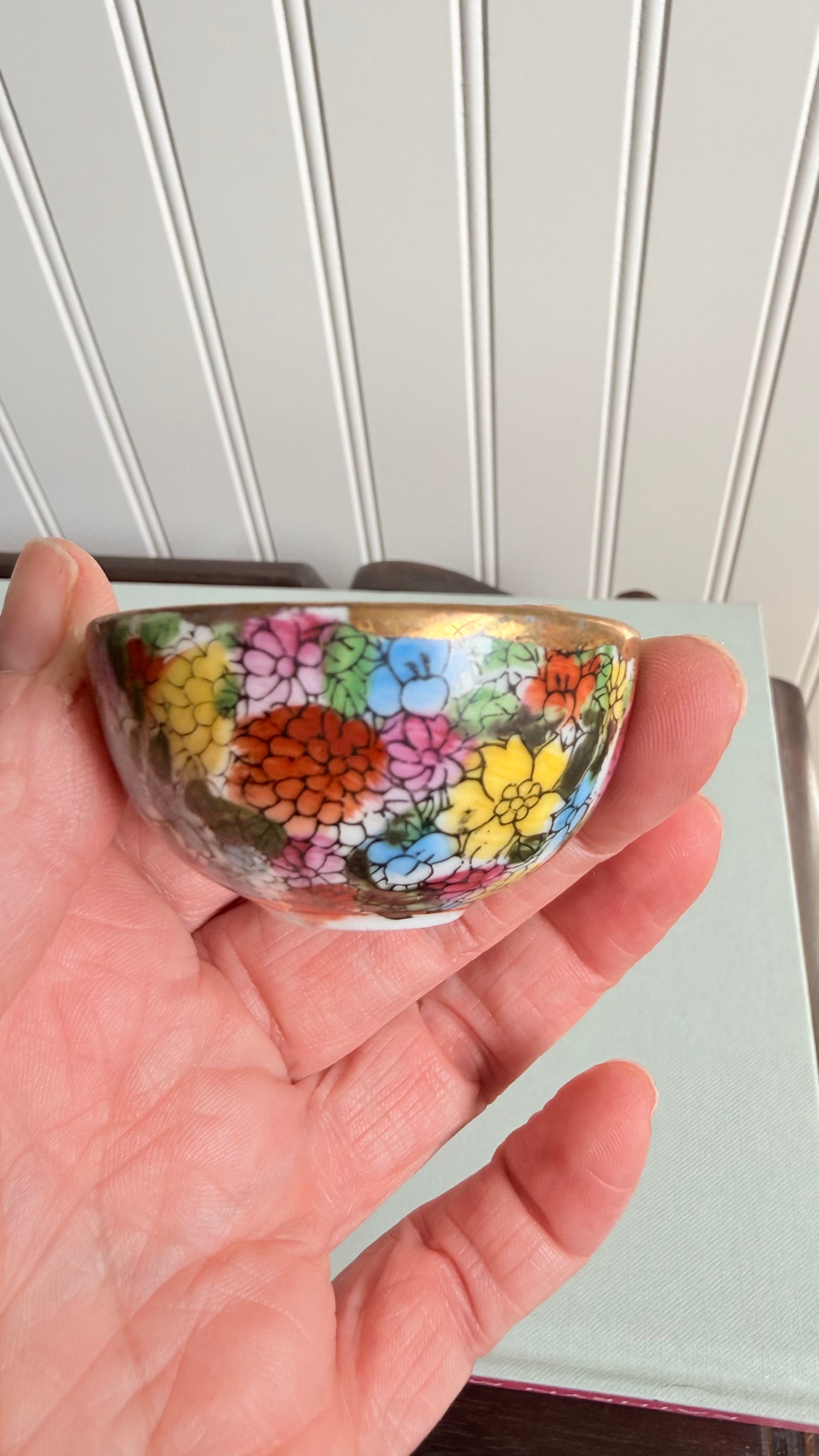 Vintage Mini Millefleur Woman & Bamboo Bowl