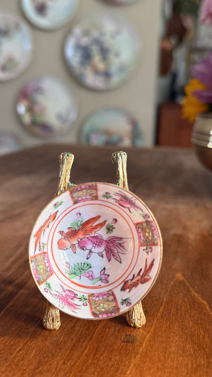 Vintage Mini Chinese Bowl with Koi Fish
