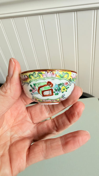 Vintage Miniature Famille Rose Pagoda Porcelain Bowl
