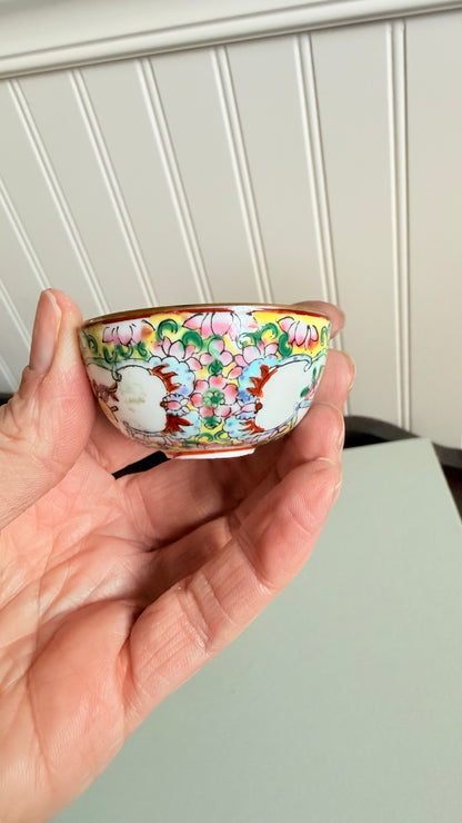 Vintage Miniature Famille Rose Pagoda Porcelain Bowl