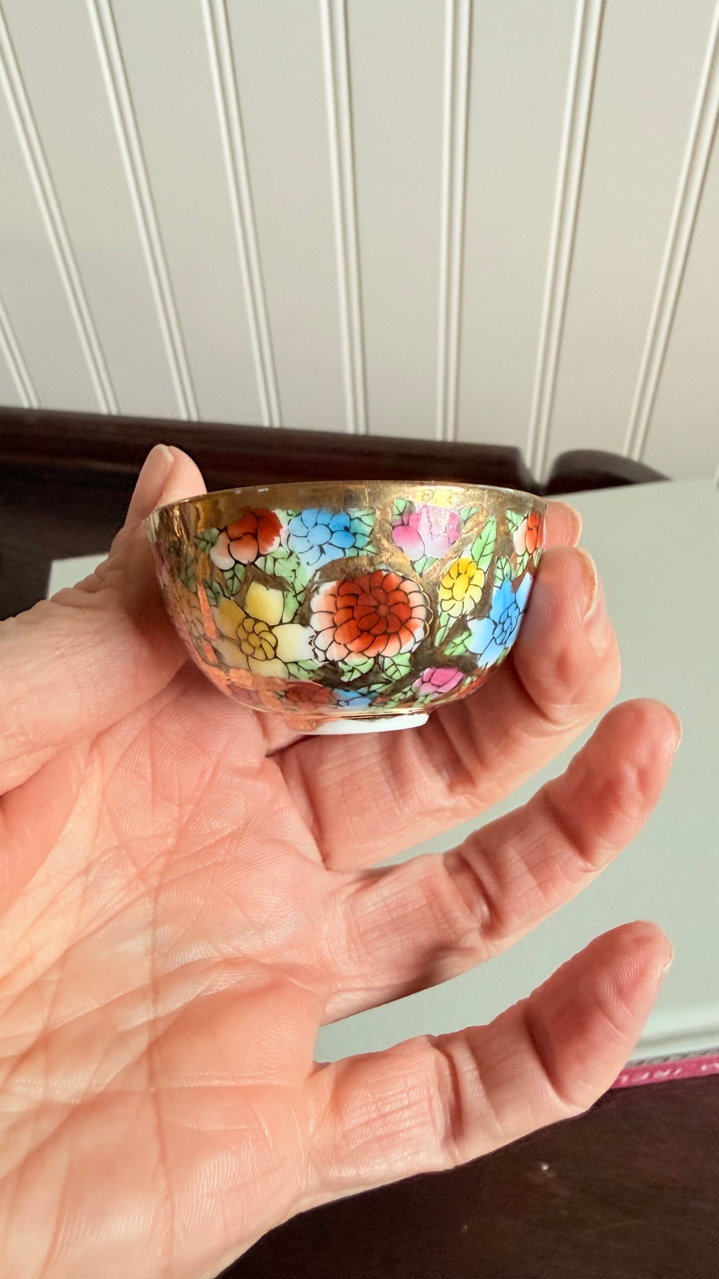 Vintage Miniature Goldfish Millefleur Porcelain Bowl