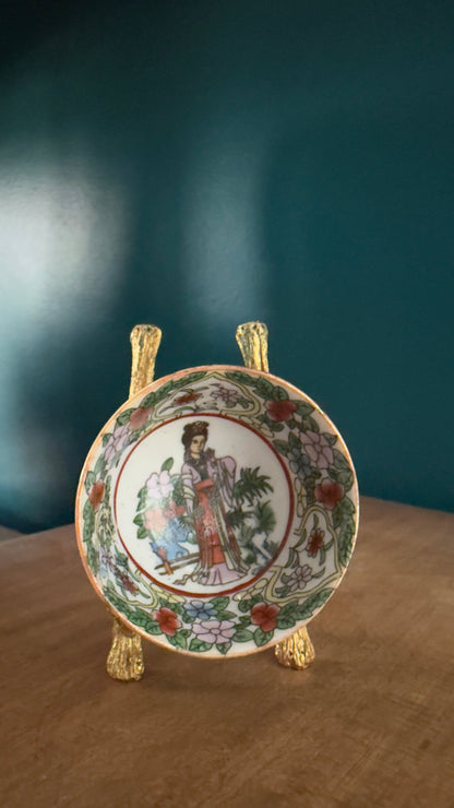 Vintage Mini Bowl with Woman Standing