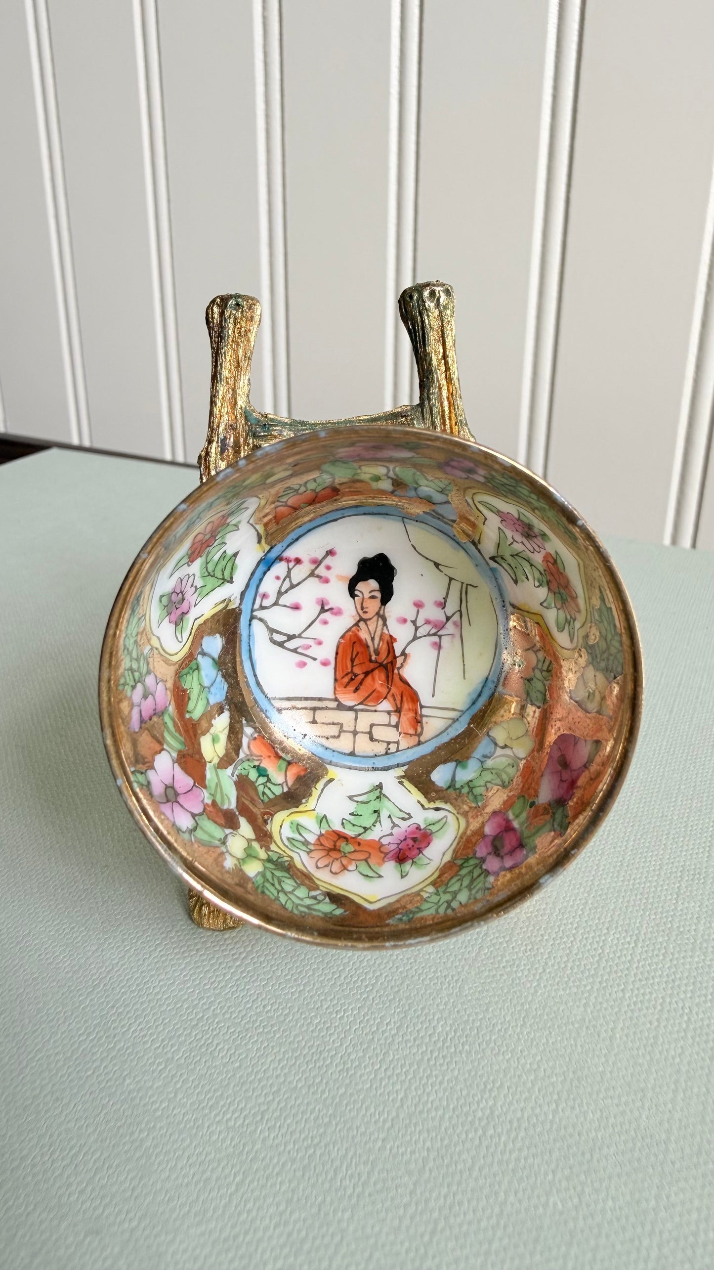 Vintage Mini Millefleur Woman & Cherry Blossoms Bowl