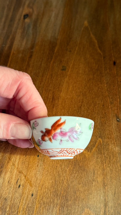 Vintage Mini Chinese Bowl with Koi Fish