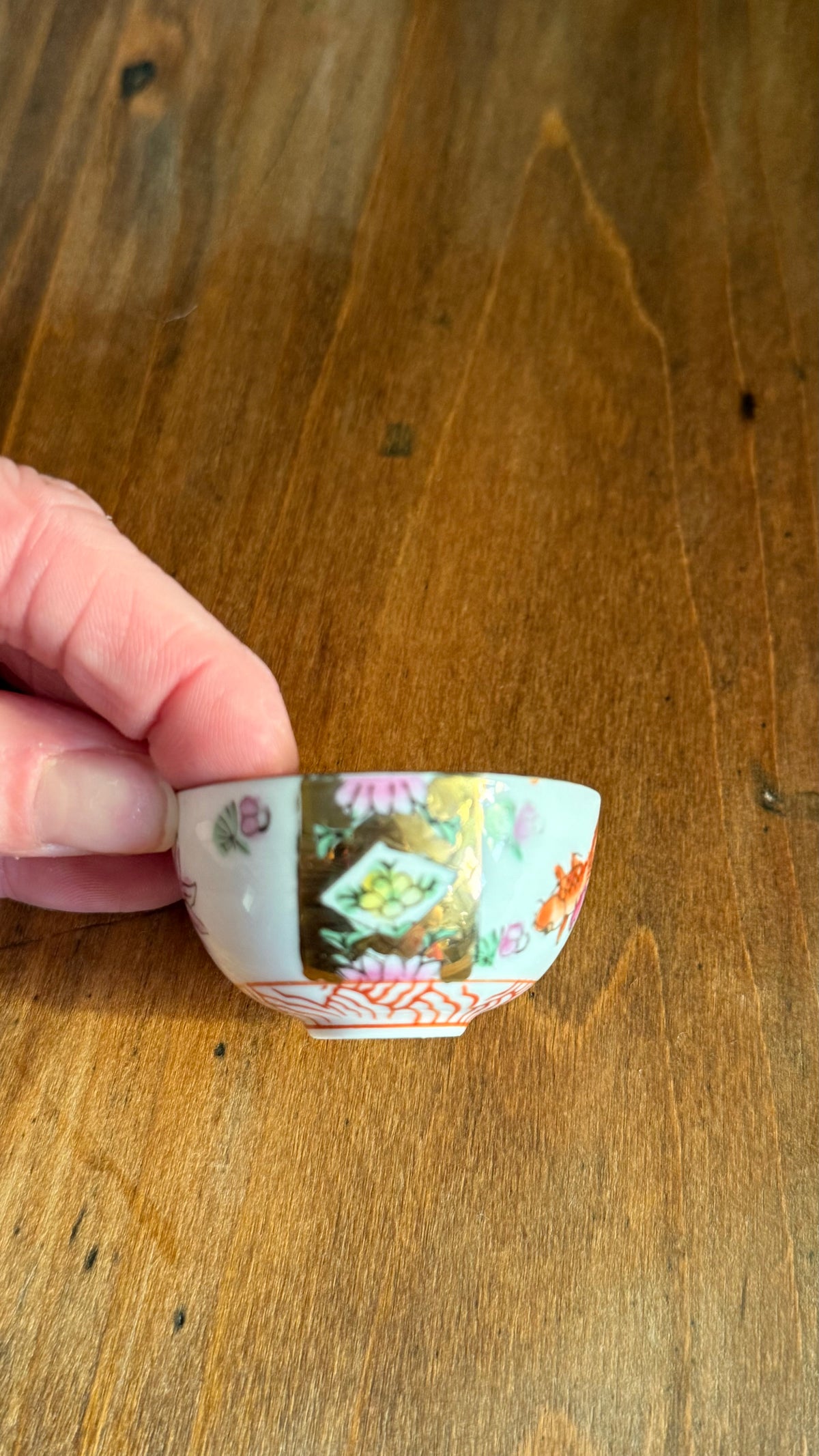 Vintage Mini Chinese Bowl with Dancing Woman