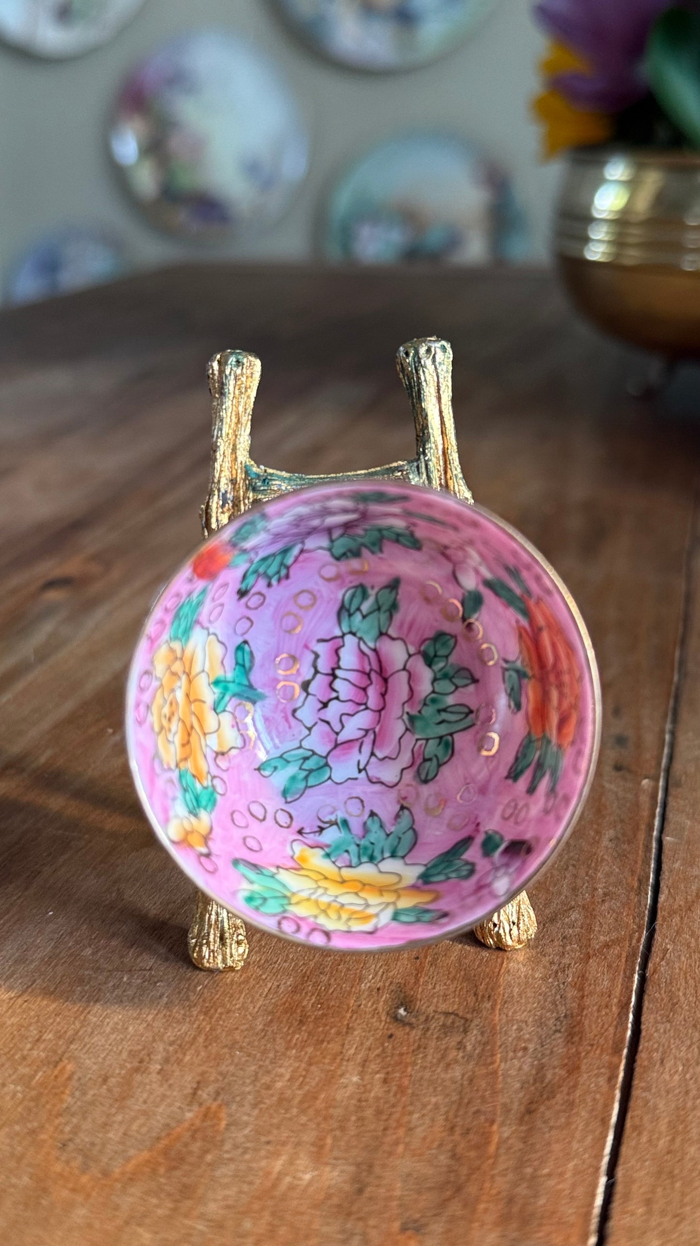 Vintage Mini Pink Floral Bowl