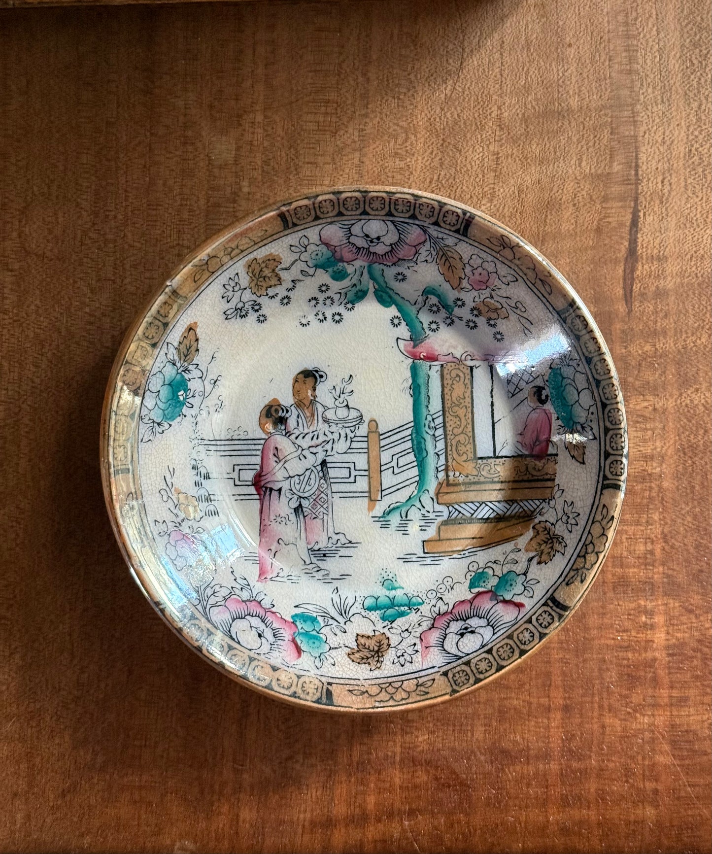 Antique Ashworth Transferware Berry Bowl Stained and Crazed