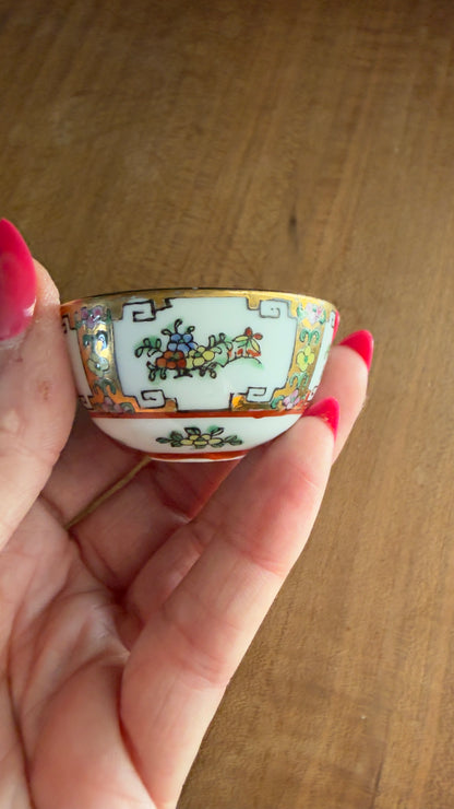 Vintage Rose Famille Floral Miniature Bowl