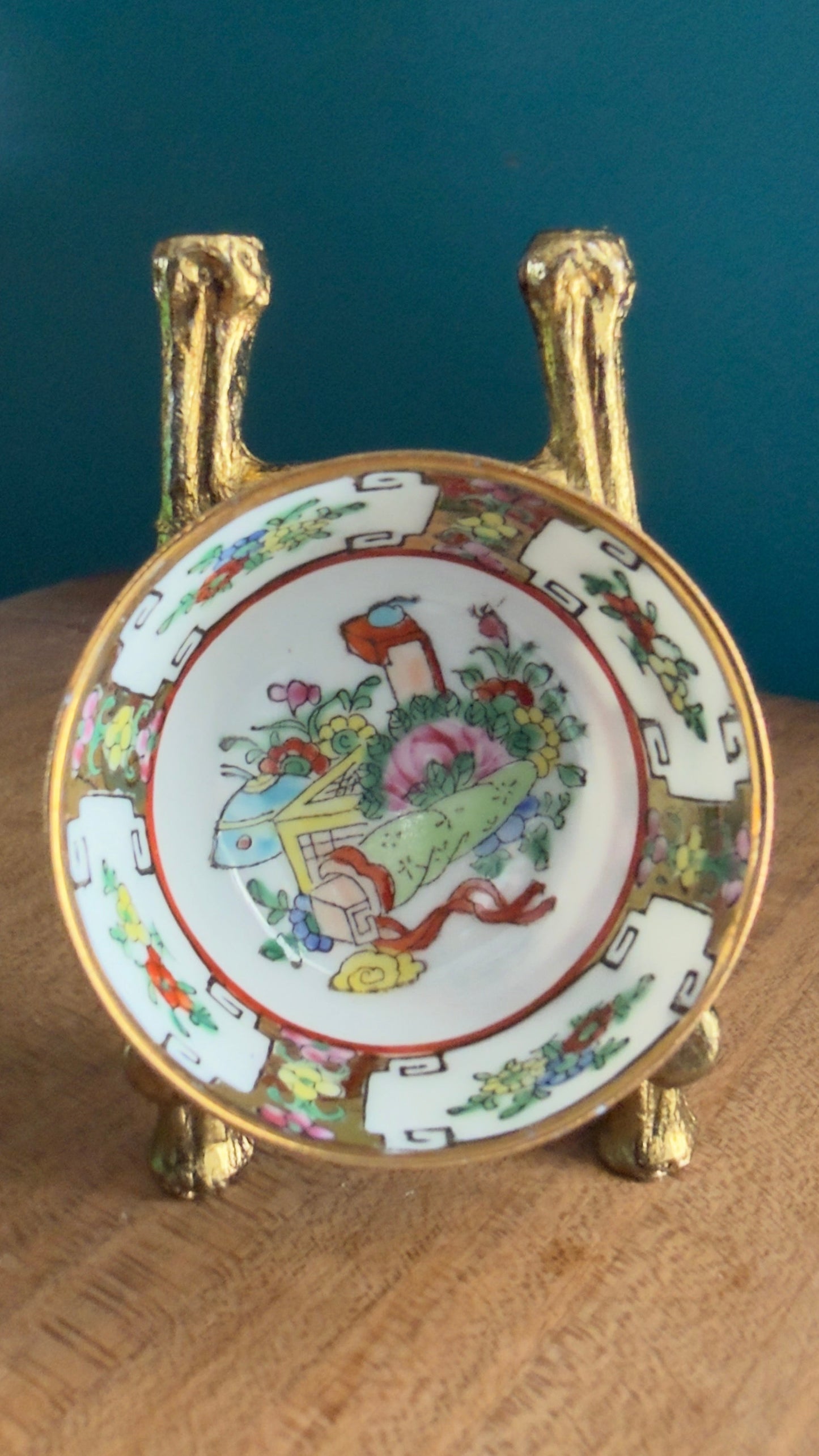 Vintage Rose Famille Floral Miniature Bowl