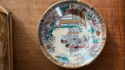 Antique Ashworth Transferware Berry Bowl Stained and Crazed