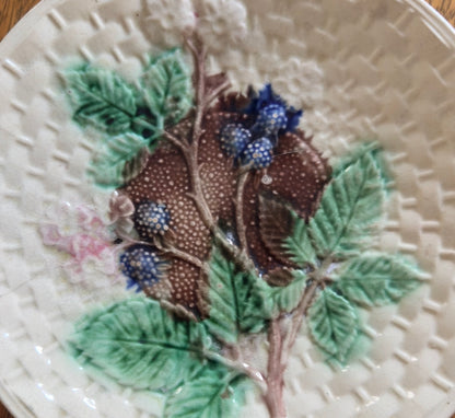 Antique Basketweave Majolica Plate