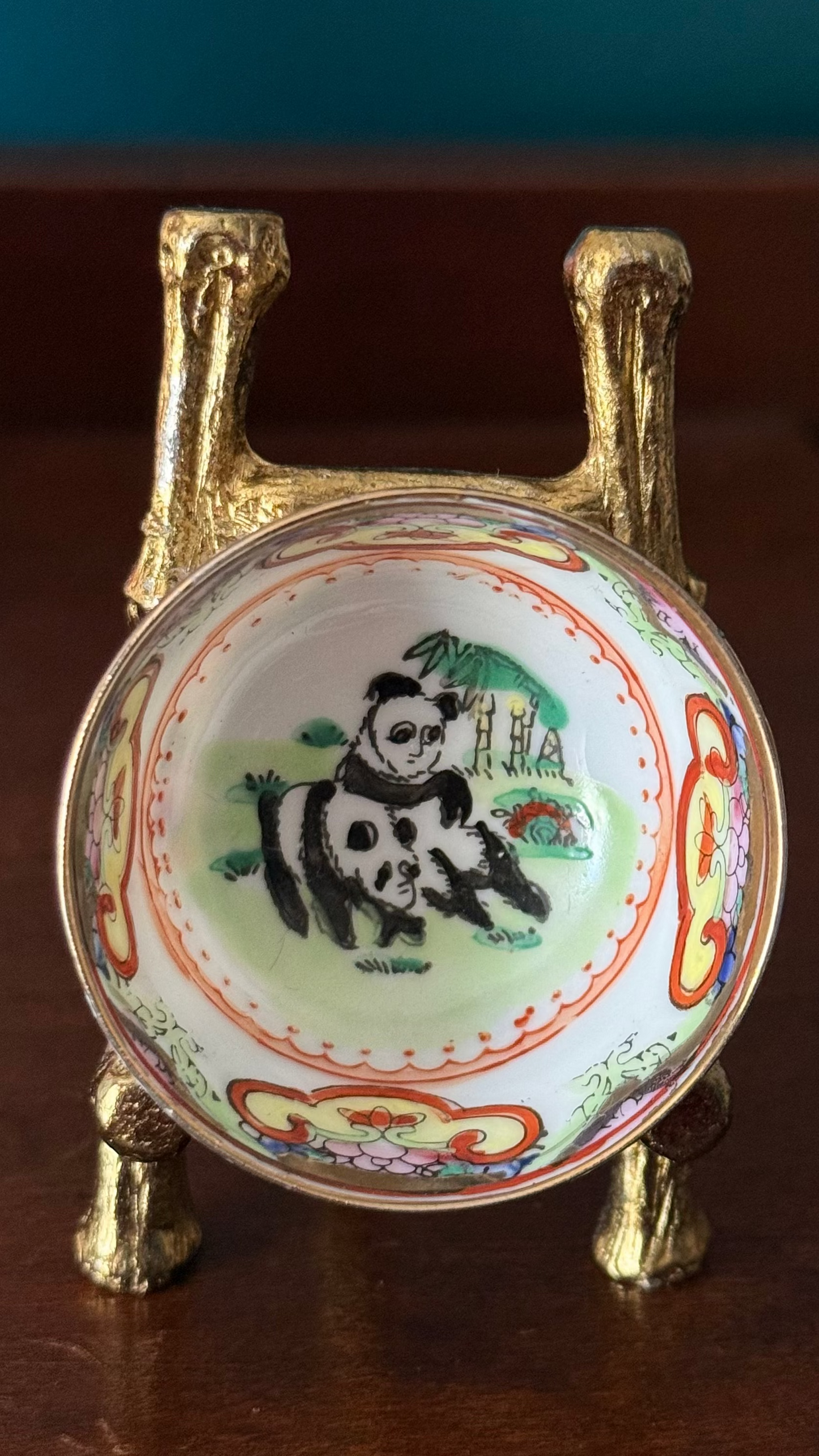 Vintage Chinoiserie Mini Bowl – Two Pandas