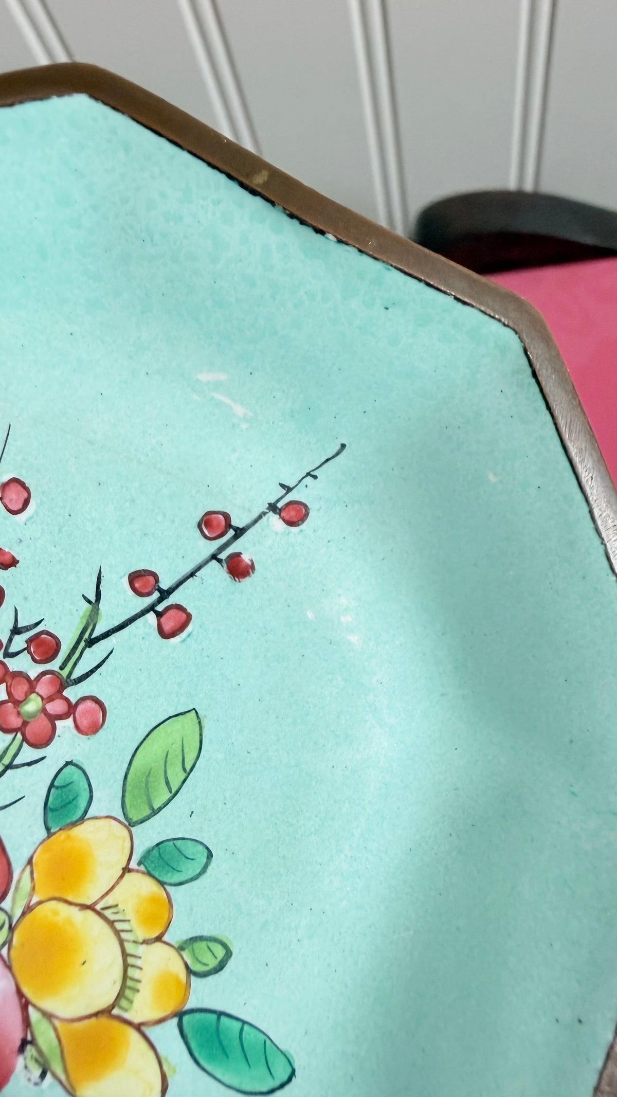 Vintage Famille Rose Enamel Pin Dish