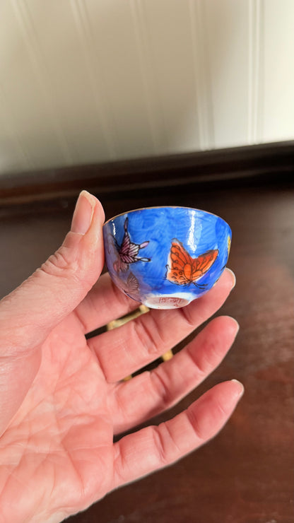 Vintage Mini Chinoiserie Blue Butterfly Bowl