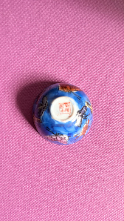 Vintage Mini Chinoiserie Blue Butterfly Bowl